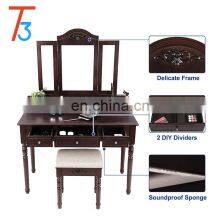 Chic Elegance Set Simple Design Dressing Table With Mirror thumbnail-4