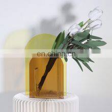 Wholesale Wedding New Clear Glass High Quality Cheap Nordic Colourful Acrylic Flower Vase thumbnail-4