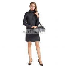 Wholesale 100% Cashmere Turtleneck Long Dress Solid Color Women's Casual Sweater for Winter Knitted OEM Service thumbnail-1