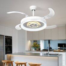 42′′ Chandelier Modern Pendant Lights Golden Silver Retractable Invisible LED Ceiling Fan Light With LED Light and Remote Control thumbnail-3