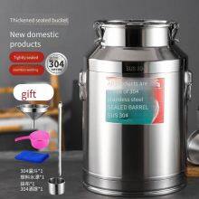 Stainless Steel 304 Sealed Barrel, Wine Barrel, Food Storage Tank, Snap-on Lid, Mirror-polished Oil Drum, Closed Metal Barrel thumbnail-1