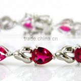 925 Sterling Silver Popular Red Lab Created Ruby Bracelet Gemstone Jewelry