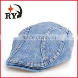 Metal closure adjustable Washed denim men's blue plain casquette