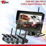 DW-7001-4 7inch Digital Signal Wireless Camera System With DVR Recording, QUAD Function, Provide Stable, Confidential Signal