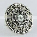 Oxidized Rava Work 925 Sterling Silver Ring thumbnail-1