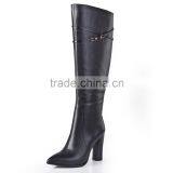 Chunky High Heel Women Boots Oem Leather Dress Boots Lambskin Leather High Women Boots thumbnail-2