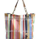 Summer Hot! Multi Stripe PU Tote Bags Fashion Ladies Handbags 2012 thumbnail-1