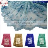 CL17-108 High Quality Embroidery Mesh Lace African French Beaded Net Lace Fabric With Beads thumbnail-6
