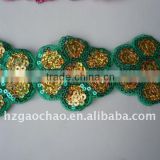 fashion green top design embroidery lace trimming