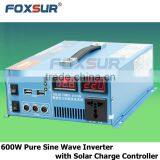 Foxsur Big Power 600W Pure Sine Wave Inverter 12V dc to 110V AC LCD Display Solar Power Inverter With Controller thumbnail-1