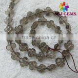 Flower Carved Smoky Quartz Gemstone Beads for Unique Jewelry Making-Smoky Tone Rock Crystal Flower Shape Beads thumbnail-1