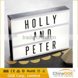 LED white shell cinematic light box with letters