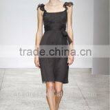 2014 New Style Cap Sleeve With Sash in the Waist Tulle Gown China Bridesmaid Dresses (BDAM-4006) thumbnail-1