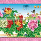 Traditional Mum Flower Cross Stitch Painting Chinese Writing Wallpaper Murals thumbnail-3