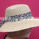 Woven Straw Hat With Camouflage Band thumbnail-4