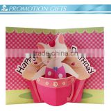 Eco-friendly cute pink cup cat birthday card