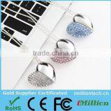 Beautiful Jewellery Gem Heart Shape USB Flash Drive With Keychain for Wedding Design Gift thumbnail-2