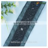 Top fashion customize trimming black beaded lace trim for dress