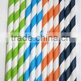 Wholesale Paper Straws- Dinosaur blue, orange, lime green, navy Striped Paper Straws - Available in 33 Colors