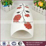 Ceramic Vase Chinese Red and White With Flower Pattern Design thumbnail-2