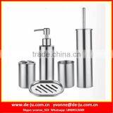 Five Items Silver Stanless Steel Bathroom Set