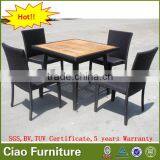 Outdoor Teak Wood Table and Armless Chairs Square Dining Table Set thumbnail-2