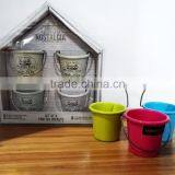 Pastel Colored Set of 4 Eggs Cups Small Mini Bucket Metal Tin Egg Holder thumbnail-6