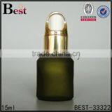China 15ml Dark Green Frosted Cosmetic Essence Perfume Empty Glass Bottle Basket Dropper Bottle Glass Wholesale thumbnail-1