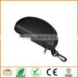 Fashion Portable Safety Hard Zipper Box Case With Carabiner Hook Keyring for Glasses Sunglasses Black thumbnail-1