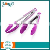 Silicone Stainless Steel Tong Set - BBQ Salad Bread Serving Tongs Kitchen Cooking Tools