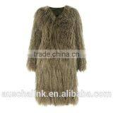 Best Selling Fashion Green Sheepskin Long Coats for Ladies thumbnail-4