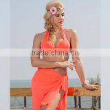 Latest Fashion Halter Straps Push up Bikini With Cover up Beach Dress no MOQ thumbnail-5