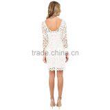 2016 New Arrival Long Sleeves Tight White Lace Dress for Women thumbnail-3