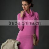Ladies High Neck Cable Tunic Pullover- 100% Cashmere