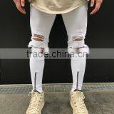 Custom Male Super Skinny Distressed Moto Biker Denim Pants Men High Stretch Ripped Trousers Zipped Tight Ankle Jeans 2017 thumbnail-4