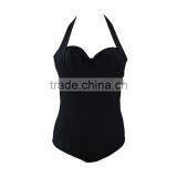 Professional Women Black One-Piece Slim Swimwear thumbnail-2