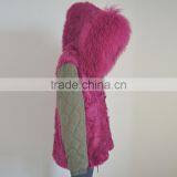 Myfur Genuine Dyed Mongolian Lamb Fur Hooded Parka With Sheep Fur Lining Green Cotton Parka thumbnail-6