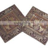 Elephant Bed Sari Pillowcases Bedroom Brown Decorative Throw Ethnic Cushions thumbnail-2