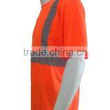 Manufacturer Mens High Visibility Orange Short Sleeve Chest Pocket Reflective Safety T-shirt thumbnail-3