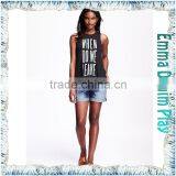 Latest Design Girls Words Printed Round Neck Sleeveless Grey Cotton Tank T Shirt thumbnail-1