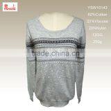 YSW16143 Basic Sweater 60%Cotton 20%Viscose 20%Nylon Lady Top Sweater thumbnail-1