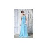 Simple One Shoulder Sweetheart Chiffon Evening Dress Baby Blue Long Prom Gowns