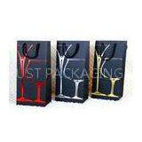 Black Matt UV Varnishing Paper Wine Bags With PP , PE , Cotton Handle thumbnail-1