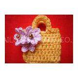 Crochet Christmas Ornaments / Golden Beads Yellow Crochet Satchel With Purple Flower