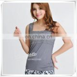 Lace Trim Square Neck Tank Top Bamboo Fiber Ladies Sleeveless Vest