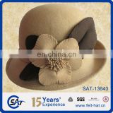 fashion 100% wool stain bucket hat, with flowers
