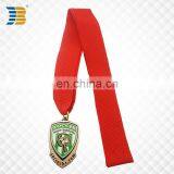 Shield Shape Custom Painted Copper Football Medal With Ribbon