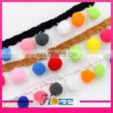 hea188 crochet colorful cotton lace trim pom pom lace trim for garment