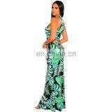 Large Size Women's Sleeveless Floral Chiffon Printed Sexy Dress thumbnail-3