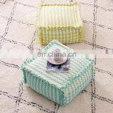 Wholesale Living Room Floor Chair Cotton Yarn Woven Square Footstool Pouf Ottoman thumbnail-6